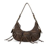Angel Kiss Hobo Bags Purse for Women Y2K Shoulder Bag Multi Pockets Designer Satchel Studded Handbags with Strap, D.brown, L