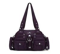 Angel Kiss Hobo Crossbody Purses for Women Shoulder Bag Multipocket Soft Hobo Purses Removable Strap Leather Handbags, Purple