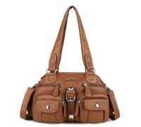 Angel Kiss Hobo Crossbody Purses for Women Shoulder Bag Multipocket Soft Hobo Purses Removable Strap Leather Handbags, 3-brown