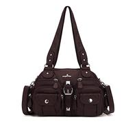 Angel Kiss Hobo Crossbody Purses for Women Shoulder Bag Multipocket Soft Hobo Purses Removable Strap Leather Handbags, D.red, L