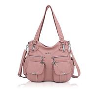 Angel Kiss Hobo Handbags for Women Large Soft PU Leather Tote Bags Shoulder Bag with Multi Pockets Pink