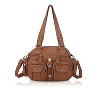 Angel Kiss Hobo Handbags for Women Small Tote Shoulder Bag Soft PU Leather Crossbody Bag with Multi Pocket Bronze