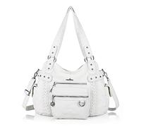 Angel Kiss Hobo Handbags for Women Soft PU Leather Shoulder Handbags Ladies Purses, White