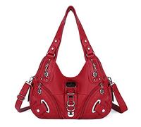 Angelkiss Hobo Purses and handbags for Women Satchel Handbag Women Purses Large Daily Shoulder Bags, Red, L