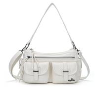Angel Kiss Hobo Purses for Women Crossbody Shoulder Bag Ladies Multi Pocket Handbags with Adjustable Shoulder Strap, White, M