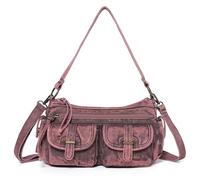 Angel Kiss Hobo Purses for Women Crossbody Shoulder Bag Ladies Multi Pocket Handbags with Adjustable Shoulder Strap, Denim Red, M
