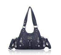 Angel Kiss Hobo Women's Small Handbags Vagen Leather Multi-Pocket Zipper Shoulder Bag, r.blue