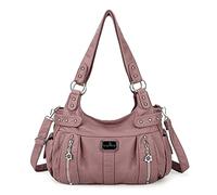 Angel Kiss Large Purses and Handbags for Women Washed Faux Leather Crossbody Hobo Satchel Shoulder Handbag Tote Purse, Pink-2, L