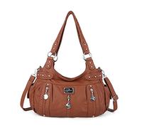 Angelkiss Large Purses and Handbags for Women Washed Faux Leather Crossbody Hobo Satchel Shoulder Handbag Tote Purse Brown Size: L