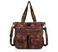 Angel Kiss Purses and Handbag for Women Soft PU Leather Shoulder Handbag Women Tote Satchel Bags Top Handle Satchel, Stylish Brown, One Size