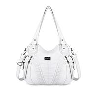 Angel Kiss Purses and Handbags Women Fashion Tote Bag Shoulder Bags Top Handle Satchel Purses Washed Synthetic Leather Handbag, 1-white, 13.8 * 4.7 * 11.8 inches