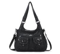 Angel Kiss Purses for Women Hobo Bags Fashion Shoulder Bag Ladies Leather Handbags Roomy Tote Bag Purse with Crossbody Strap, Black, Large