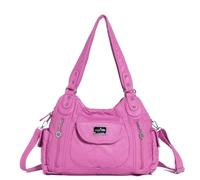 Angel Kiss Purses for Women, Large Shoulder Bag Hobo Tote Purse Mutipocket Faux Leather Satchel Hobo Purse, Rose
