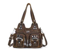 Angel Kiss Purses for Women Small Hobo Crossbody Bags Multi-Pocket Vegan Leather Hobo Handbags Tote Bag with Crossbody Strap, Retro Brown