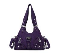 Angel Kiss Purses for Women Small Hobo Shoulder Bags Vagen Leather Multi-Pocket Tote Bag with Zipper, Purple