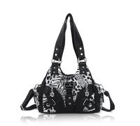Angel Kiss Purses for Women Small Hobo Shoulder Bags Vagen Leather Multi-Pocket Tote Bag with Zipper, Leopard Black, S