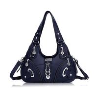 Angel Kiss Two Top Zippers Closure Multiple Pockets Handbags Washed Leather Purses Shoulder Handbags AK11282 (Grey) …