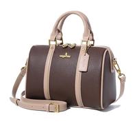Angel Kiss Women Satchel Purses and Handbags Vegan Leather Boston Barrel Bag Top Handle Shoulder Purse with Crossbody Strap, Coffee