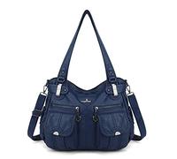 Angel Kiss Women Top Handle Satchel Handbags Purse Shoulder Bag - blue -
