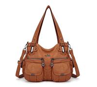 Angel Kiss Women Top Handle Satchel Handbags Purse Shoulder Bag - brown -