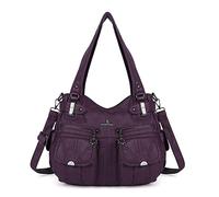 Angel Kiss Women Top Handle Satchel Handbags Purse Shoulder Bag - purple -