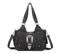 Angel Kiss Women's Handbag Hobo Medium Shopper Soft PU with Metal Studs Waterproof Multifunctional Zip Many Compartments Retro for Women Dating Party Everyday Office Work, bronze, Mittelgroß