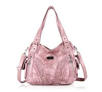 Angel Kiss Women's Handbag, Soft Bags, Shoulder Bag, Handbag, Tote Shopper Bag, Large Hobo Bag, Many Compartments, Great Bag for Women, 8#Pink, 35,6 cm, Retro