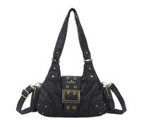 Angel Kiss Women's Medium Hobo Shopper, Soft PU Leather Handbag with Metal Rivets, Waterproof, Many Compartments, Zip, Adjustable Straps for Work, School, Shopping, Travel, Dating