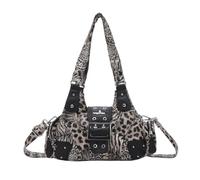 Angel Kiss Women's Medium Hobo Shopper, Soft PU Leather Handbag with Metal Rivets, Waterproof, Many Compartments, Zip, Adjustable Straps for Work, School, Shopping, Travel, Dating