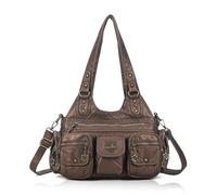 Angel Kiss Women's Medium Shopper Handbag Hobo Soft PU Leather with Removable Shoulder Strap Many Compartments Pockets for Everyday Women Travel Work Dating, taupe