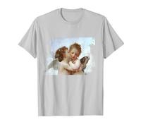 Angel Kissing Aesthetic Grunge Art Cherub T-Shirt, Men, Silver Grey, Medium