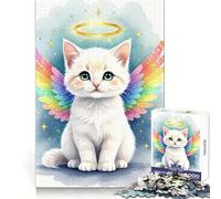 Angel Kitten with Rainbow Wings 1000 Piece Jigsaws for Adults Puzzle Focus Training Stress Free Fun Tight Join Creative Gift (38x26cm)