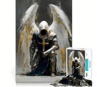 Angel Knight in Prayer 1000 Pieces Puzzles for Adults Mind Exercise Play Precision Cut Smooth Edges Relaxing Indoor Group Activity (38x52cm)