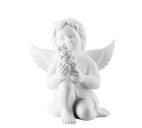 Angel Large White Matt Angel with Flowers