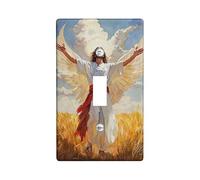 Angel Light Switch Cover Plates/Outlet Covers, Golden Field with Angel for Wall Accents, Thermoplastic Wall Plates, Standard Size Single Toggle