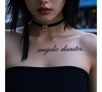 Angel Like Disaster | Herbal Tattoo Sticker English Sentence, Waterproof, Lasts For 2 Weeks, Semi Permanent, Fake Tattoos(1pcs)