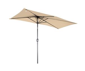 Angel Living 2.5m Rectangular Half Parasol, Patio Parasol with a Crank Handle and Left-Right Tilt Adjustment, UV30+ Protection for Garden Backyard Balcony Wall Poolside - NO BASE INCLUDED (Beige)