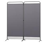 Angel Living 2 Panels Folding Room Divider, Privacy Screen Composed of Polyester Fabric and Sturdy Iron Frame, Freestanding Room Partitions for Office Bedroom Study 162x50x180cm (Grey)