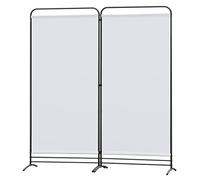 Angel Living 2 Panels Folding Room Divider, Privacy Screen Composed of Polyester Fabric and Sturdy Iron Frame, Freestanding Room Partitions for Office Bedroom Study 162x50x180cm (Natural)