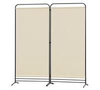 Angel Living 2 Panels Folding Room Divider, Privacy Screen Composed of Polyester Fabric and Sturdy Iron Frame, Freestanding Room Partitions for Office Bedroom Study 162x50x180cm (Beige)