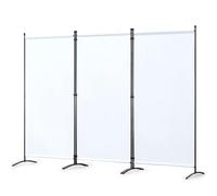 Angel Living 3 Panels Folding Room Divider, Privacy Screen Composed of Polyester Fabric and Sturdy Iron Frame, Freestanding Room Partitions for Office Bedroom Study 243x50x180cm (Natural)