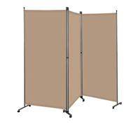 Angel Living 3 Panels Folding Room Divider, Privacy Screen Composed of Polyester Fabric and Sturdy Iron Frame, Freestanding Room Partitions for Office Bedroom Study 243x50x180cm (Mocha)