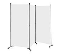 Angel Living 3 Panels Folding Room Divider, Privacy Screen Composed of Polyester Fabric and Sturdy Iron Frame, Freestanding Room Partitions for Office Bedroom Study 243x50x180cm (Natural)