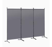 Angel Living 3 Panels Folding Room Divider | Privacy Screen with Polyester Fabric & Sturdy Iron Frame | Freestanding Partition for Office, Bedroom, Study | 243 x 50 x 169 cm (Grey)