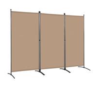 Angel Living 3 Panels Folding Room Divider | Privacy Screen with Polyester Fabric & Sturdy Iron Frame | Freestanding Partition for Office, Bedroom, Study | 243 x 50 x 169 cm (Mocha)