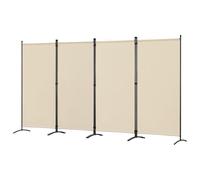 Angel Living 4 Panels Folding Room Divider, Privacy Screen Composed of Polyester Fabric and Sturdy Iron Frame, Freestanding Room Partitions for Office Bedroom Study 324x50x180cm (Beige)