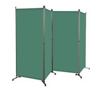 Angel Living 4 Panels Folding Room Divider, Privacy Screen Composed of Polyester Fabric and Sturdy Iron Frame, Freestanding Room Partitions for Office Bedroom Study 324x50x180cm (Green)