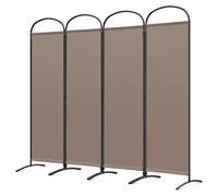 Angel Living 4 Panels Folding Room Divider, Privacy Screen Composed of Polyester Fabric and Sturdy Iron Frame, Freestanding Room Partitions for Office Bedroom Study 224x50x182cm (Brown)