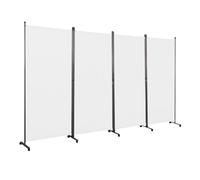 Angel Living 4 Panels Folding Room Divider, Privacy Screen Composed of Polyester Fabric and Sturdy Iron Frame, Freestanding Room Partitions for Office Bedroom Study 324x50x180cm (Natural)
