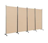 Angel Living 4 Panels Folding Room Divider, Privacy Screen Composed of Polyester Fabric and Sturdy Iron Frame, Freestanding Room Partitions for Office Bedroom Study 324x50x180cm (Beige)